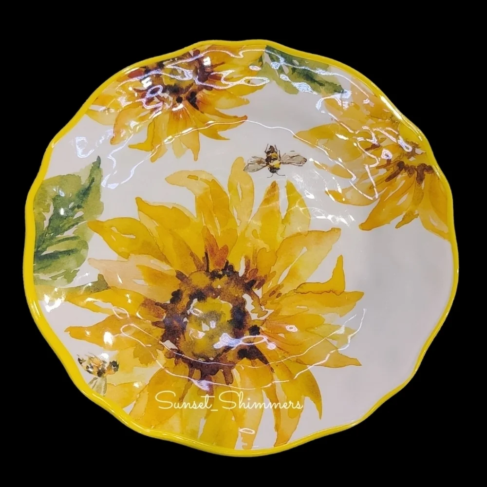 12pc Tuscan Sunflower Honey Bee Melamine Dinner Salad App Dessert Plate Set New